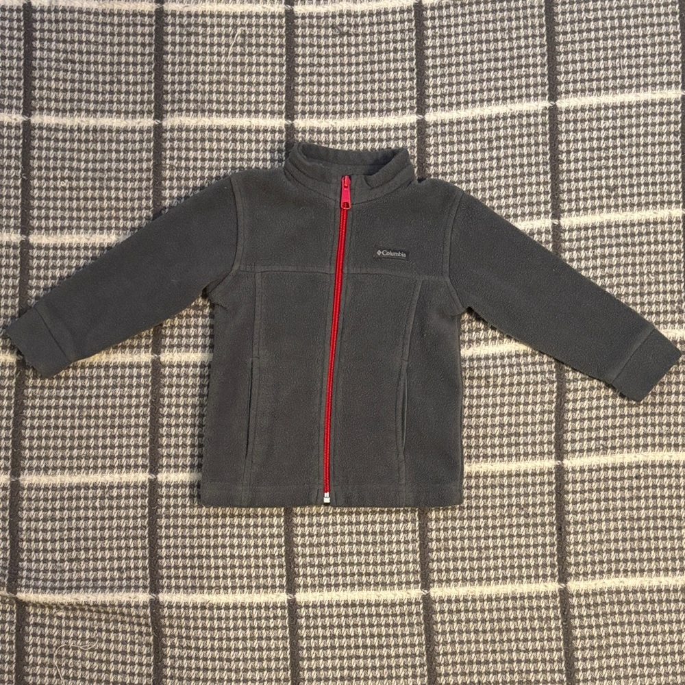 Columbia Charcoal Fleece Jacket with Crimson Zipper